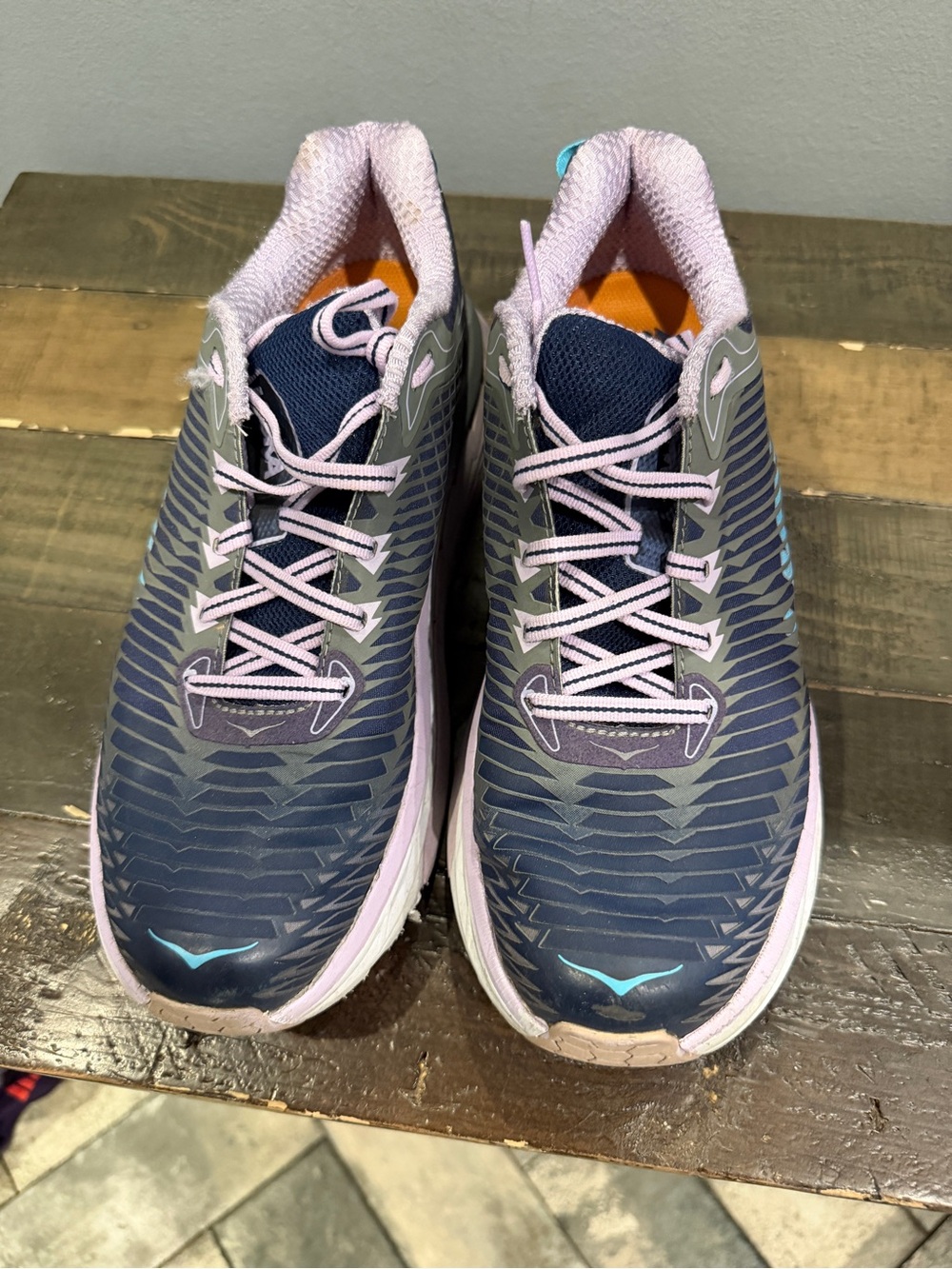 Hoka One One Women's Navy Blue and Lavender Athletic Shoes